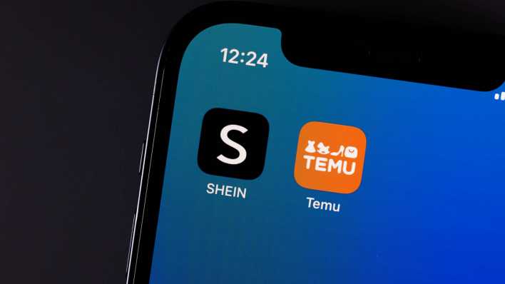 Apps von Temu und Shein auf einem Smartphone