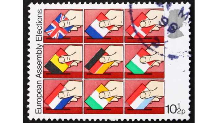 GB-Briefmarke zur Direktwahl des Europaparlaments (Bild: imago images)