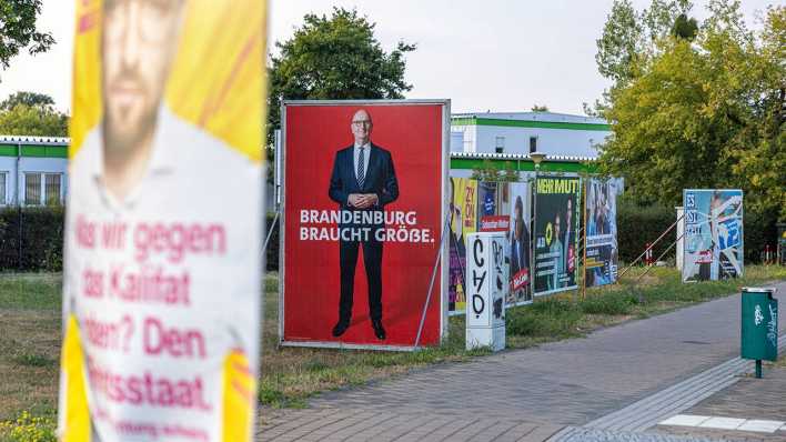 Wahlplakat zur Landtagswahlen in Brandenburg am 22. September 2024.