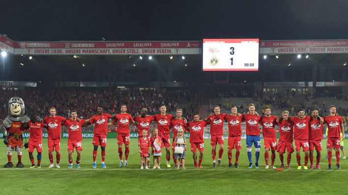 Jubel bei Union Berlin nach dem Sieg gegen den BVB im Jahr 2019.