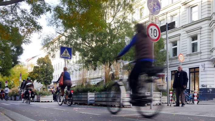 Verkehrsberuhigte Zone in der Kreuzberger Bergmannstraße