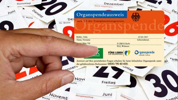 Organspenderausweis vor Kalenderblättern (Bild: imago images/blickwinkel)