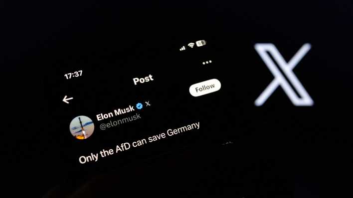 Elon Musk wirbt auf seiner Plattform "X" für die AfD