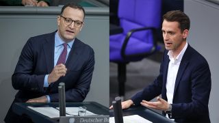 Collage: Die Bundestagsabgeordneten Jens Spahn (CDU) und Andreas Audretsch (Bündnis 90/ Die Grünen)(Bilder: picture alliance/dts-Agentur / dpa/Kay Nietfeld)